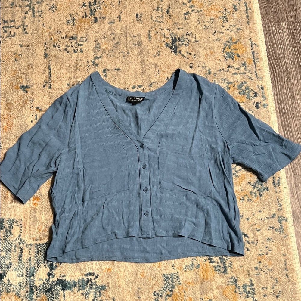 Topshop Blue Button-Down Shirt